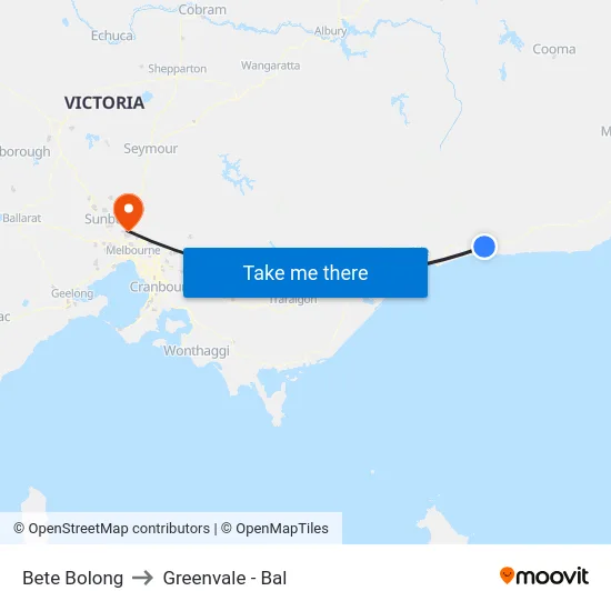 Bete Bolong to Greenvale - Bal map