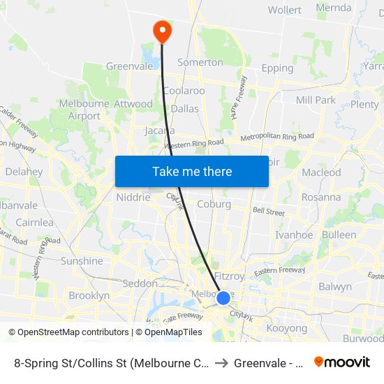 8-Spring St/Collins St (Melbourne City) to Greenvale - Bal map