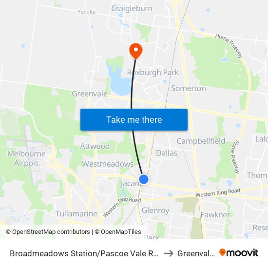 Broadmeadows Station/Pascoe Vale Rd (Broadmeadows) to Greenvale - Bal map