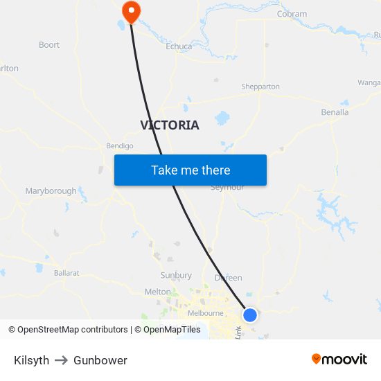 Kilsyth to Gunbower map