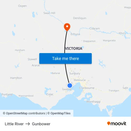 Little River to Gunbower map