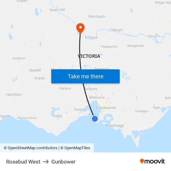 Rosebud West to Gunbower map