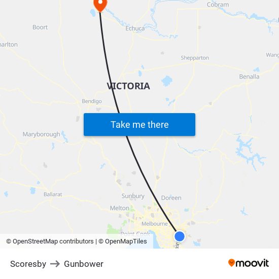 Scoresby to Gunbower map