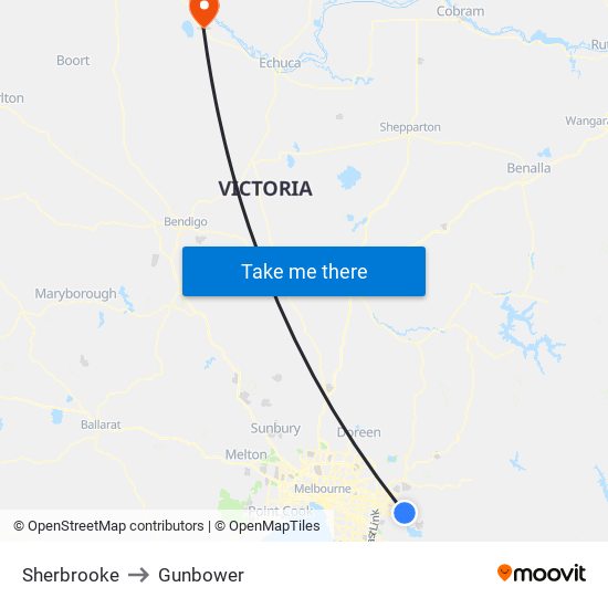 Sherbrooke to Gunbower map