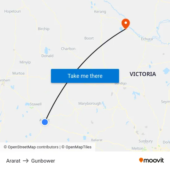 Ararat to Gunbower map