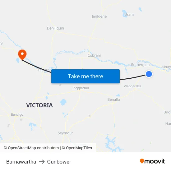 Barnawartha to Gunbower map