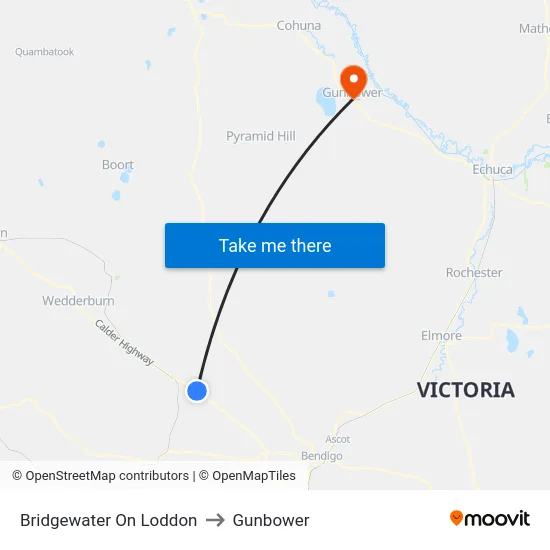 Bridgewater On Loddon to Gunbower map