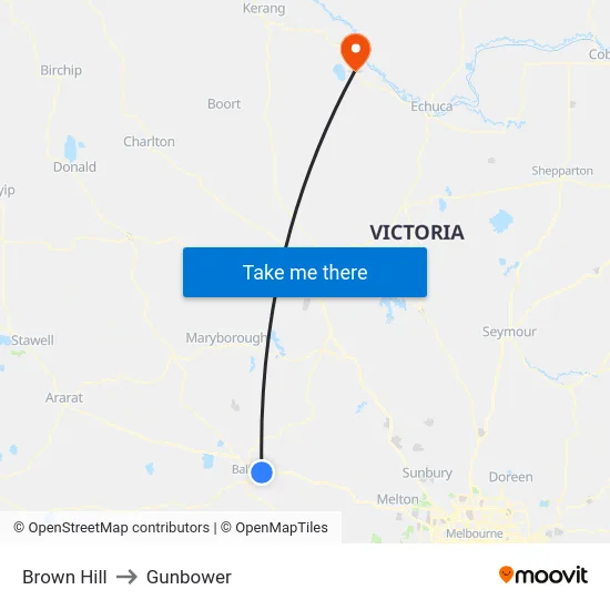 Brown Hill to Gunbower map
