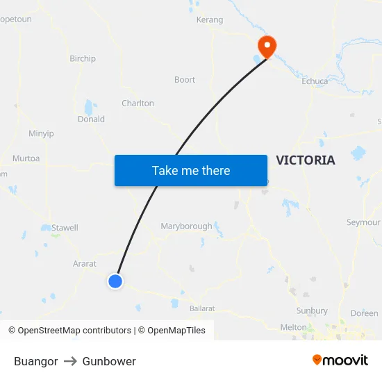 Buangor to Gunbower map