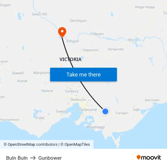 Buln Buln to Gunbower map