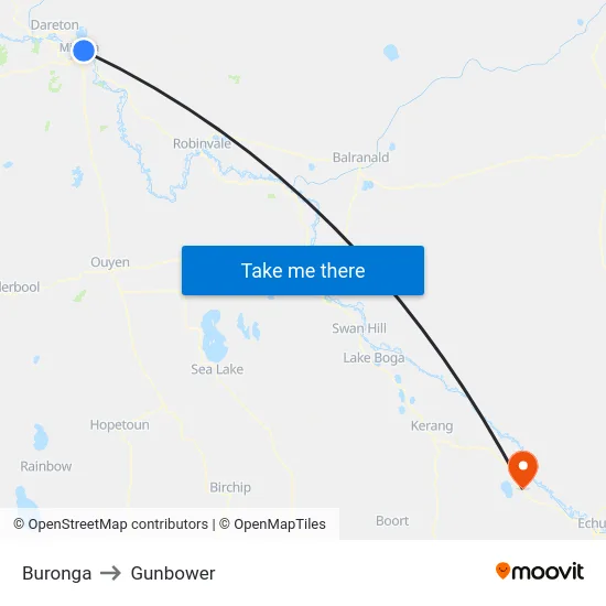 Buronga to Gunbower map