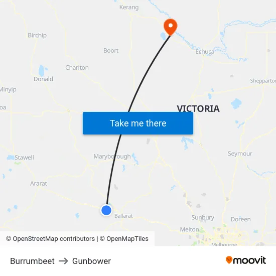 Burrumbeet to Gunbower map