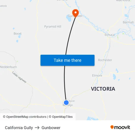 California Gully to Gunbower map
