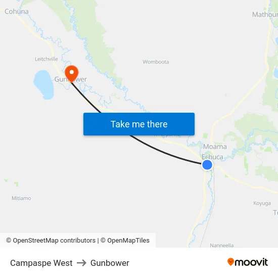 Campaspe West to Gunbower map