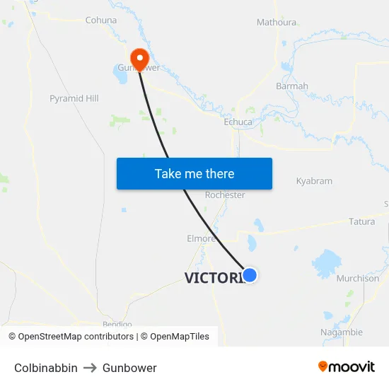 Colbinabbin to Gunbower map