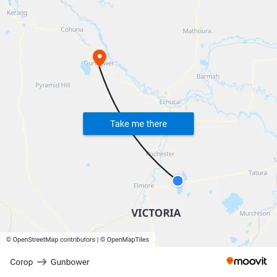 Corop to Gunbower map