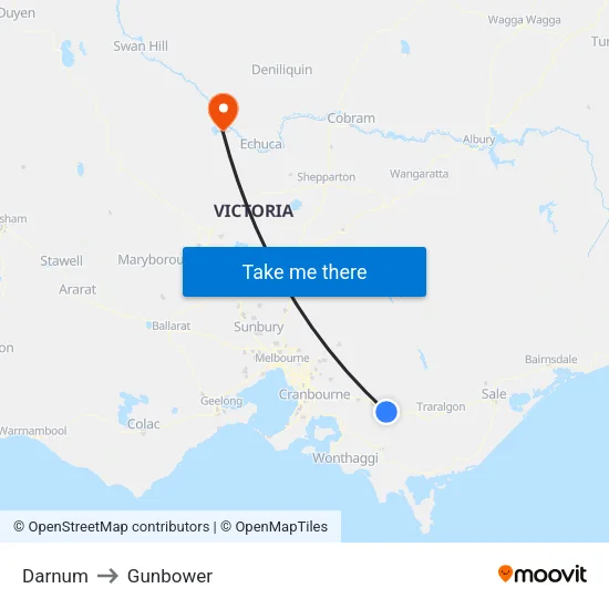 Darnum to Gunbower map
