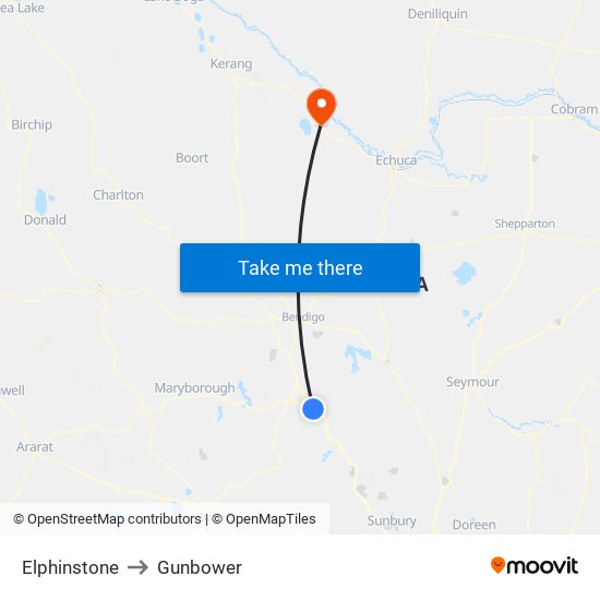 Elphinstone to Gunbower map