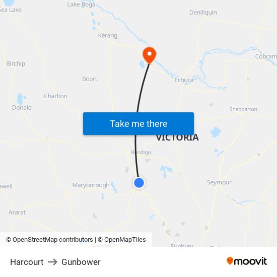 Harcourt to Gunbower map