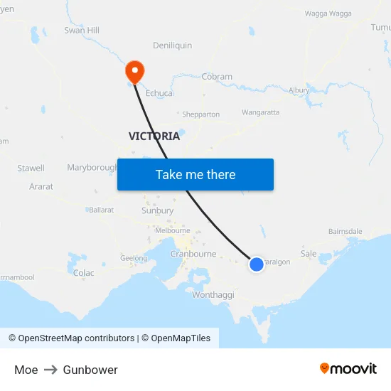 Moe to Gunbower map