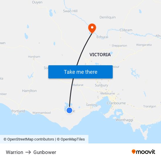 Warrion to Gunbower map