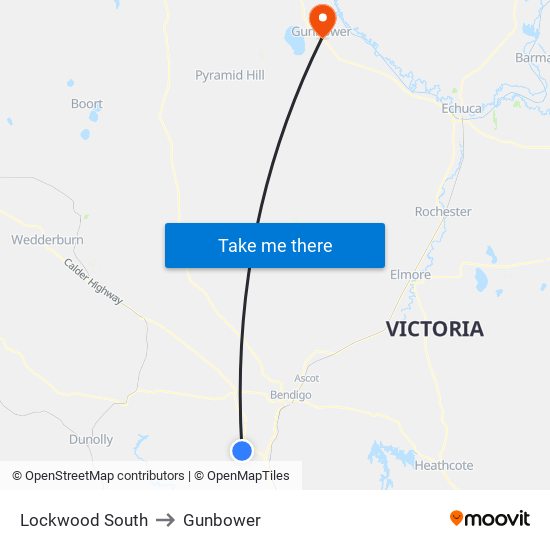 Lockwood South to Gunbower map