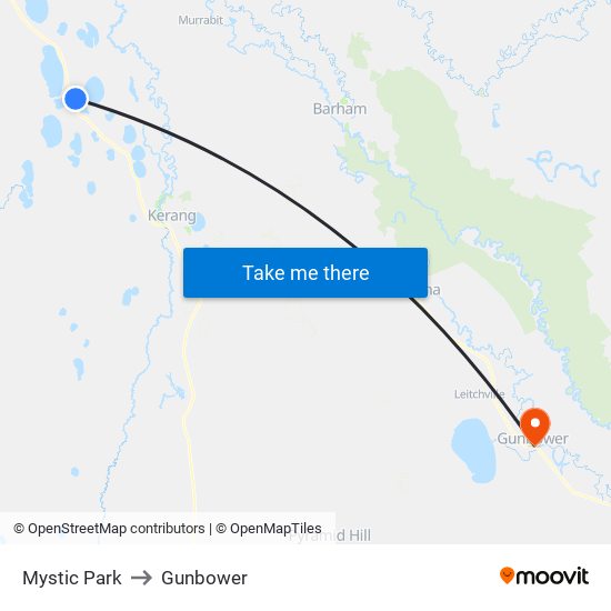 Mystic Park to Gunbower map