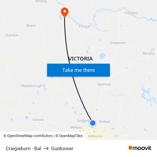 Craigieburn - Bal to Gunbower map