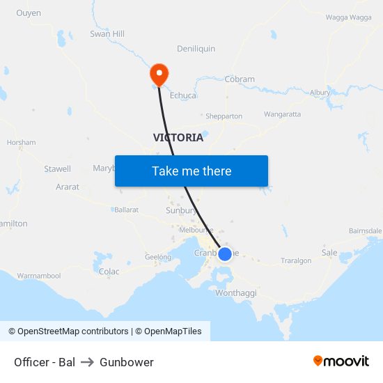 Officer - Bal to Gunbower map