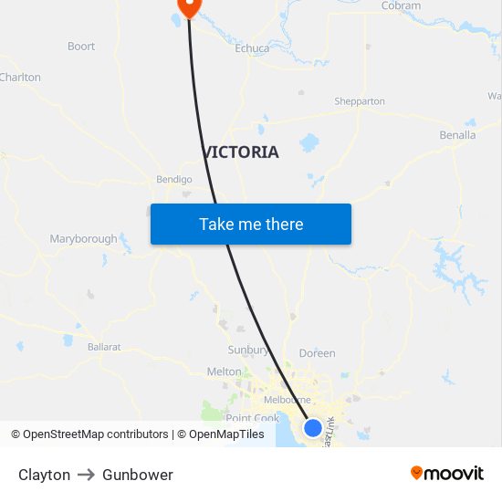 Clayton to Gunbower map