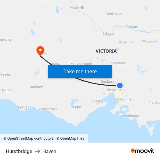 Hurstbridge to Haven map