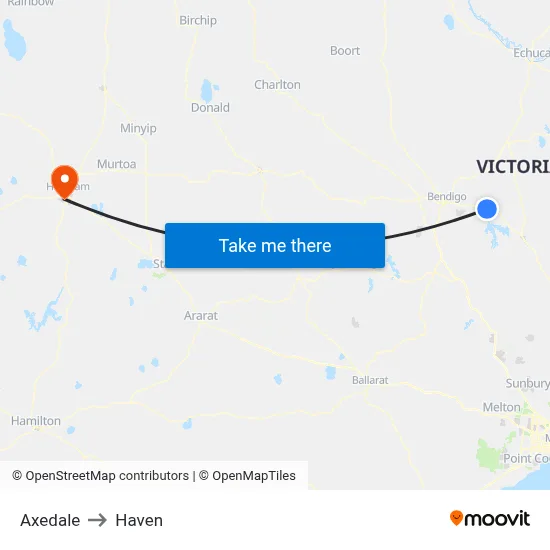 Axedale to Haven map