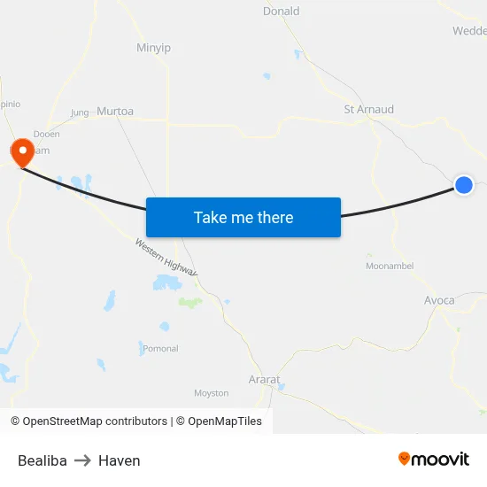 Bealiba to Haven map