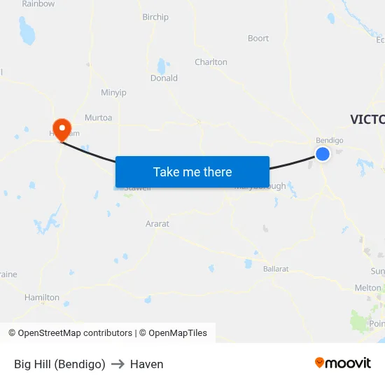 Big Hill (Bendigo) to Haven map