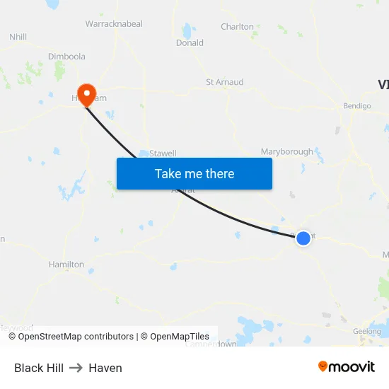 Black Hill to Haven map
