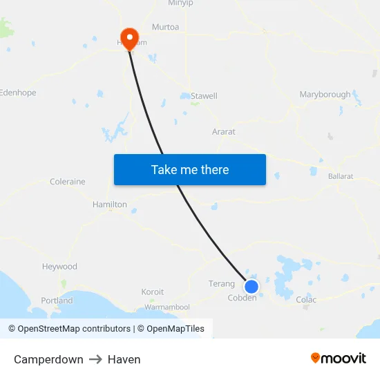 Camperdown to Haven map