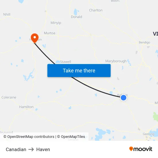 Canadian to Haven map