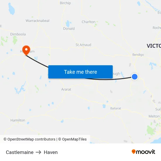 Castlemaine to Haven map