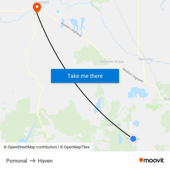 Pomonal to Haven map