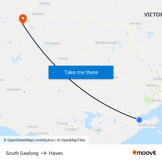 South Geelong to Haven map