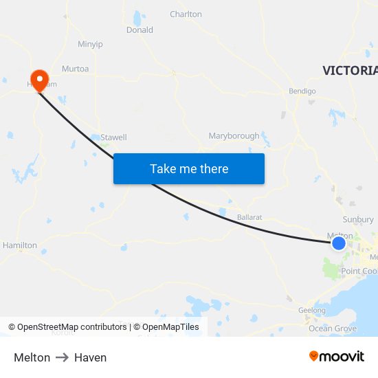 Melton to Haven map