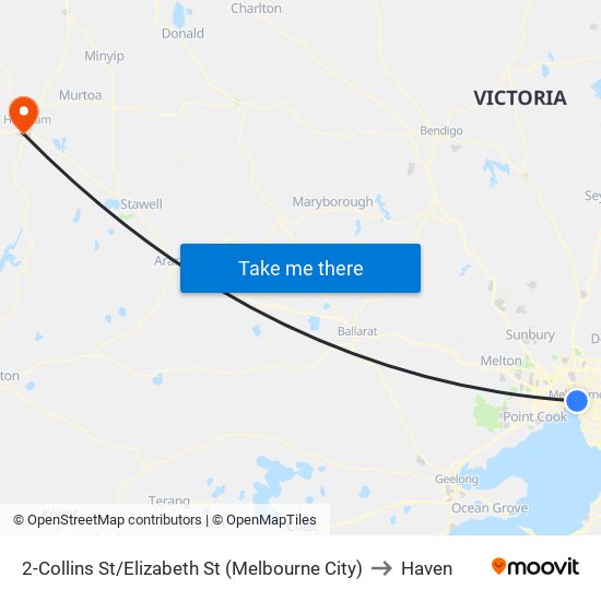 2-Collins St/Elizabeth St (Melbourne City) to Haven map