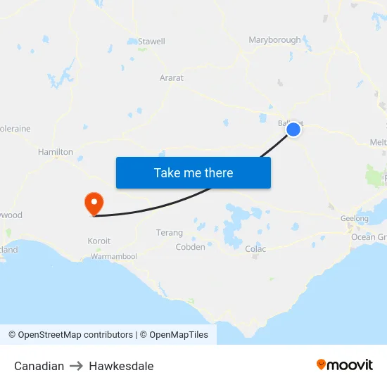 Canadian to Hawkesdale map