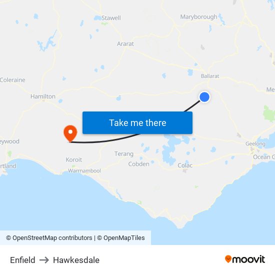 Enfield to Hawkesdale map