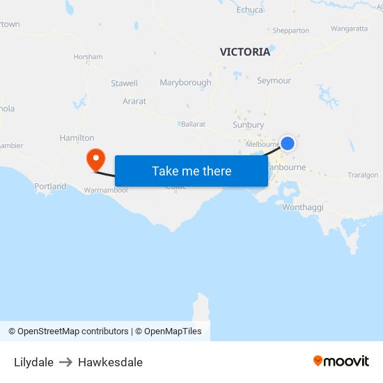 Lilydale to Hawkesdale map