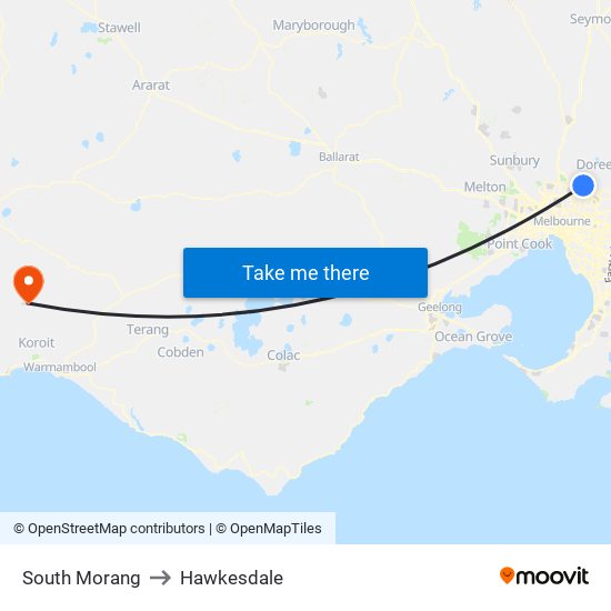 South Morang to Hawkesdale map