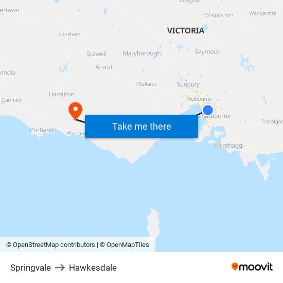 Springvale to Hawkesdale map