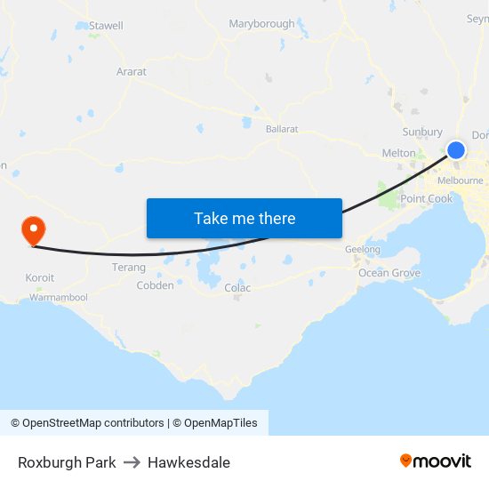 Roxburgh Park to Hawkesdale map