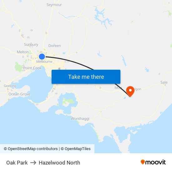 Oak Park to Hazelwood North map