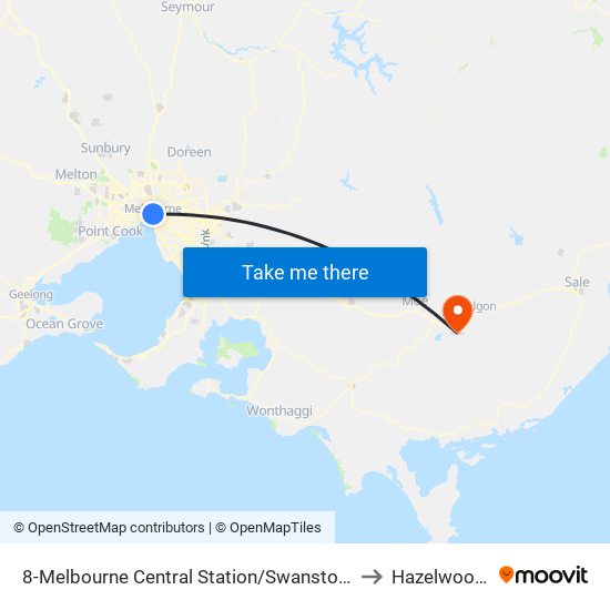 8-Melbourne Central Station/Swanston St (Melbourne City) to Hazelwood North map